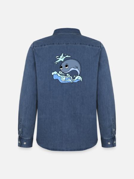 whale - Men’s Organic Denim Shirt by Stanley/Stella - mid washy