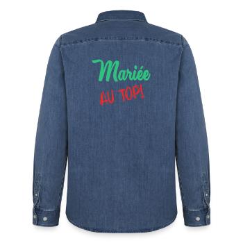 Junggesellinnenabschied. HOCHZEIT. MANNSCHAFT. TEAM BRAUT. ZUKÜNFTIGE BRAUT - Männer Jeanshemd Organic von Stanley/Stella - verwaschenes Mittelblau  - Hinten - AI Model Male 185 light (185cm)