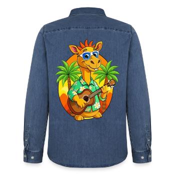 Lustige Kamel Cartoon Sommer Strand Sonnenbrille Gitarre - Männer Jeanshemd Organic von Stanley/Stella - verwaschenes Mittelblau  - Hinten - AI Model Male 185 light (185cm)
