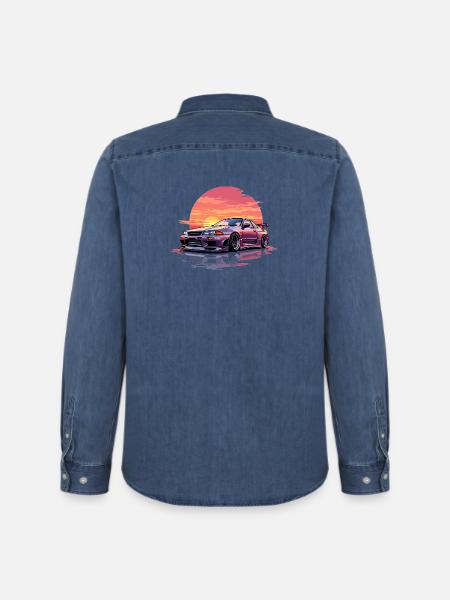 Skyline Sunset - Men’s Organic Denim Shirt by Stanley/Stella - mid washy