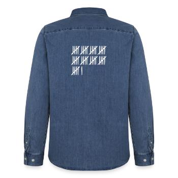 46 Geburtstag Strichliste 46 Jahre alt - Männer Jeanshemd Organic von Stanley/Stella - verwaschenes Mittelblau  - Hinten - AI Model Male 185 light (185cm)