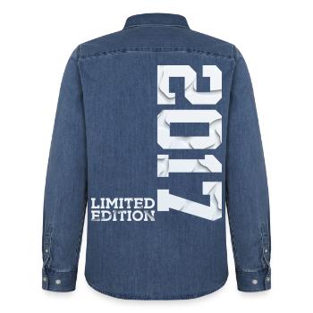 9TH BIRTHDAY LIMITED EDITION 2017 - Men’s Organic Denim Shirt by Stanley/Stella - mid washy  - Back - AI Model Male 185 light (185cm)