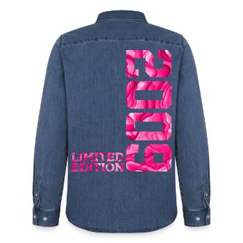 17. GEBURTSTAG PINK LIMITED EDITION 2009 - Männer Jeanshemd Organic von Stanley/Stella - verwaschenes Mittelblau  - Hinten - AI Model Male 185 light (185cm)