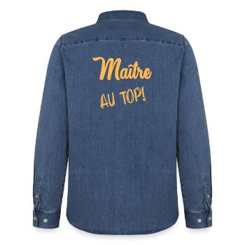 VIELEN DANK. MEISTER. - Männer Jeanshemd Organic von Stanley/Stella - verwaschenes Mittelblau  - Hinten - AI Model Male 185 light (185cm)