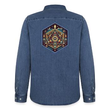 Orgone Energy Logo - Chemise en denim homme bio Stanley/Stella - bleu moyen délavé  - Dos - AI Model Male 185 light (185cm)