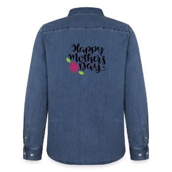 Fête des Mères - Chemise en denim homme bio Stanley/Stella - bleu moyen délavé  - Dos - AI Model Male 185 light (185cm)