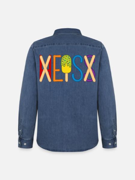 Eis - heiß - H EIS S - Männer Jeanshemd Organic von Stanley/Stella - verwaschenes Mittelblau