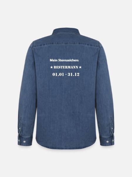 Bester Mann Wassermann Sternzeichen - Männer Jeanshemd Organic von Stanley/Stella - verwaschenes Mittelblau 
