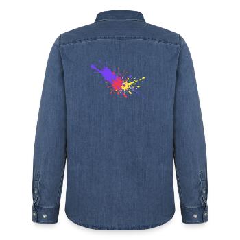 Taches de couleur colorées Cadeau élégant - Chemise en denim homme bio Stanley/Stella - bleu moyen délavé  - Dos - AI Model Male 185 light (185cm)