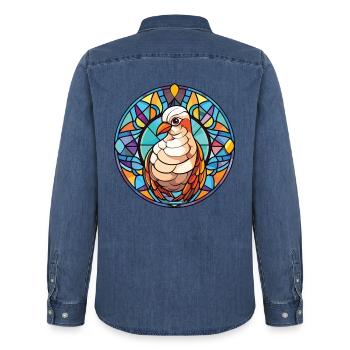 Taube buntes Aquarell Tier Haustier Illustration - Männer Jeanshemd Organic von Stanley/Stella - verwaschenes Mittelblau  - Hinten - AI Model Male 185 light (185cm)