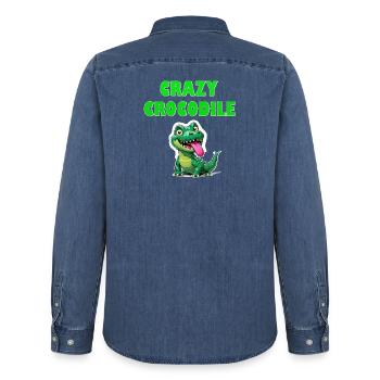 Crazy Crocodile - Männer Jeanshemd Organic von Stanley/Stella - verwaschenes Mittelblau  - Hinten - AI Model Male 185 light (185cm)