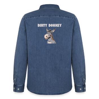 DIRTY DONKEY - Männer Jeanshemd Organic von Stanley/Stella - verwaschenes Mittelblau  - Hinten - AI Model Male 185 light (185cm)