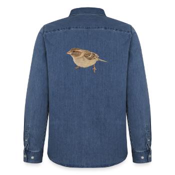 Vogel - Männer Jeanshemd Organic von Stanley/Stella - verwaschenes Mittelblau  - Hinten - AI Model Male 185 light (185cm)