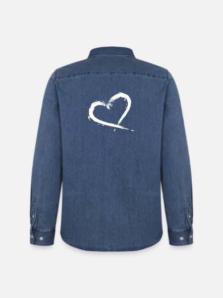 herz - Männer Jeanshemd Organic von Stanley/Stella - verwaschenes Mittelblau