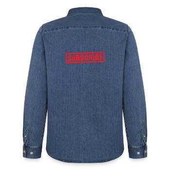 Grunge-Stempel abonnieren - Männer Jeanshemd Organic von Stanley/Stella - verwaschenes Mittelblau  - Hinten - AI Model Male 185 light (185cm)
