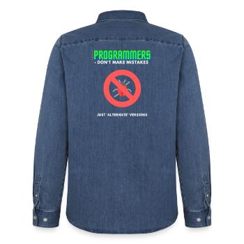 Programmeur Débogage T-Shirt Homme - Chemise en denim homme bio Stanley/Stella - bleu moyen délavé  - Dos - AI Model Male 185 light (185cm)