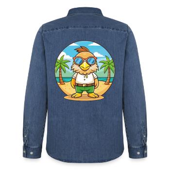Eagle Lustige Cartoon Sommer Strand Sonnenbrille - Männer Jeanshemd Organic von Stanley/Stella - verwaschenes Mittelblau  - Hinten - AI Model Male 185 light (185cm)
