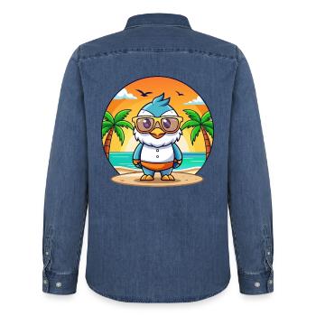 Falcon Lustige Cartoon Sommer Strand Sonnenbrille - Männer Jeanshemd Organic von Stanley/Stella - verwaschenes Mittelblau  - Hinten - AI Model Male 185 light (185cm)