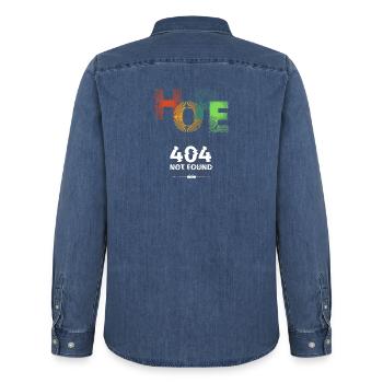 Hope not found 404 - Männer Jeanshemd Organic von Stanley/Stella - verwaschenes Mittelblau  - Hinten - AI Model Male 185 light (185cm)