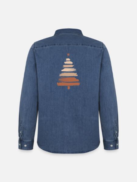 Christmas Tree - Men’s Organic Denim Shirt by Stanley/Stella - mid washy 