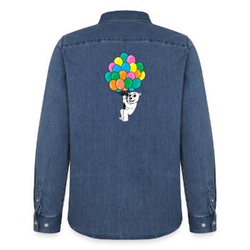 Eisbär Luftballon - Männer Jeanshemd Organic von Stanley/Stella - verwaschenes Mittelblau  - Hinten - AI Model Male 185 light (185cm)