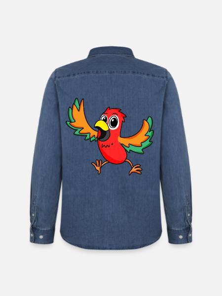 perroquet - Chemise en denim homme bio Stanley/Stella - bleu moyen délavé