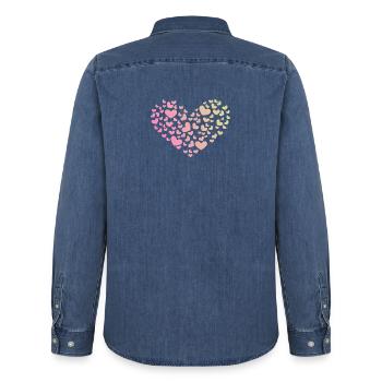 Herz aus Herzchen Liebe Romantisch Jahrestag - Männer Jeanshemd Organic von Stanley/Stella - verwaschenes Mittelblau  - Hinten - AI Model Male 185 light (185cm)