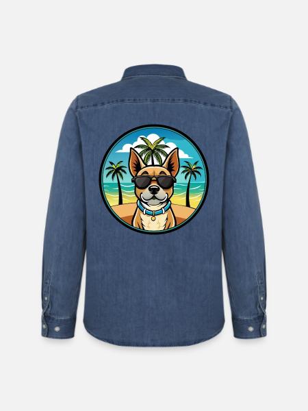 Braque Du Bourbonnais Hunderasse Cartoon Sonnenbrille - Männer Jeanshemd Organic von Stanley/Stella - verwaschenes Mittelblau 