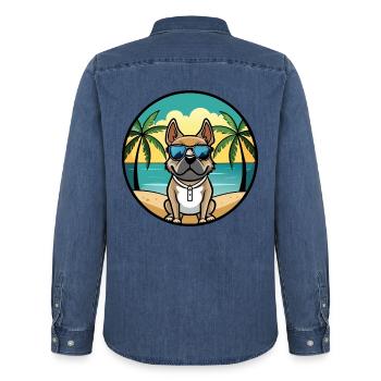 Lunettes de soleil Braque Du Bourbonnais Dog Breed Cartoon - Chemise en denim homme bio Stanley/Stella - bleu moyen délavé  - Dos - AI Model Male 185 light (185cm)