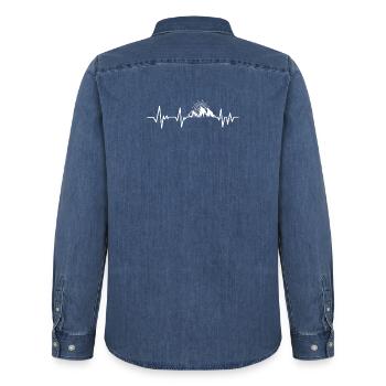Berg Herzschlag Berg T-Shirt - Männer Jeanshemd Organic von Stanley/Stella - verwaschenes Mittelblau  - Hinten - AI Model Male 185 light (185cm)