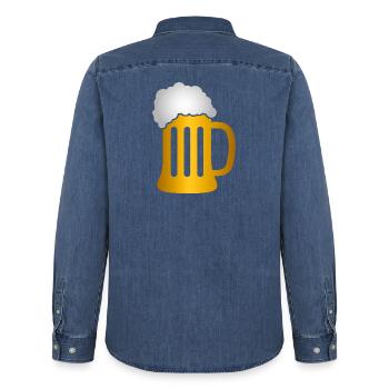 Golden Beer Krug Silhouette - Männer Jeanshemd Organic von Stanley/Stella - verwaschenes Mittelblau  - Hinten - AI Model Male 185 light (185cm)