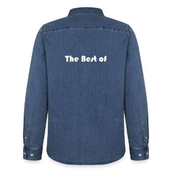 VATERTAG. ALLES GUTE ZUM GEBURTSTAG, PAPA. PAPA. ALLES GUTE ZUM GEBURTSTAG. - Männer Jeanshemd Organic von Stanley/Stella - verwaschenes Mittelblau  - Hinten - AI Model Male 185 light (185cm)