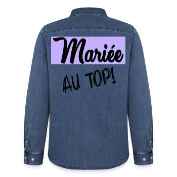 FUTURE MARIEE. EVJF. MARIEE - Chemise en denim homme bio Stanley/Stella - bleu moyen délavé  - Dos - AI Model Male 185 light (185cm)