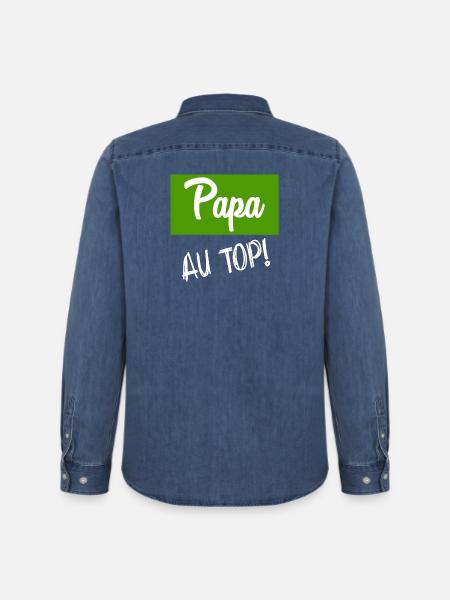 BONNE FÊTE PAPA. PAPA. FÊTE DES PÈRES. PÈRE - Chemise en denim homme bio Stanley/Stella - bleu moyen délavé