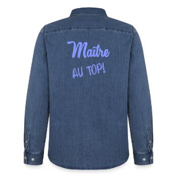 MEISTER - Männer Jeanshemd Organic von Stanley/Stella - verwaschenes Mittelblau  - Hinten - AI Model Male 185 light (185cm)
