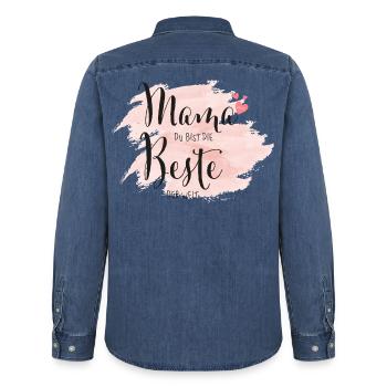 Mama du bist die Beste der Welt - Männer Jeanshemd Organic von Stanley/Stella - verwaschenes Mittelblau  - Hinten - AI Model Male 185 light (185cm)