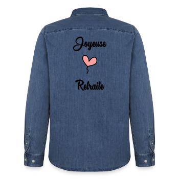 RUHESTAND. RUHESTAND. PENSIONIERT - Männer Jeanshemd Organic von Stanley/Stella - verwaschenes Mittelblau  - Hinten - AI Model Male 185 light (185cm)