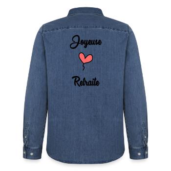 RETRAITE - Chemise en denim homme bio Stanley/Stella - bleu moyen délavé  - Dos - AI Model Male 185 light (185cm)