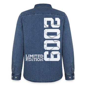 17. GEBURTSTAG LIMITED EDITION 2009 - Männer Jeanshemd Organic von Stanley/Stella - verwaschenes Mittelblau  - Hinten - AI Model Male 185 light (185cm)