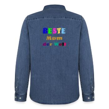 Beste Mutter der Welt - Männer Jeanshemd Organic von Stanley/Stella - verwaschenes Mittelblau  - Hinten - AI Model Male 185 light (185cm)