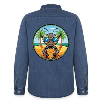 Ameise lustige Cartoon Sommer Strand Sonnenbrille Aufkleber - Männer Jeanshemd Organic von Stanley/Stella - verwaschenes Mittelblau  - Hinten - AI Model Male 185 light (185cm)