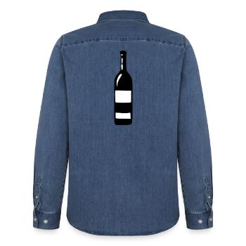 Wine Wine Bottle White Wine Red Wine Gift - Men’s Organic Denim Shirt by Stanley/Stella - mid washy  - Back - AI Model Male 185 light (185cm)