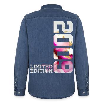 LIMITED EDITION 2009 17. GEBURTSTAG - Männer Jeanshemd Organic von Stanley/Stella - verwaschenes Mittelblau  - Hinten - AI Model Male 185 light (185cm)