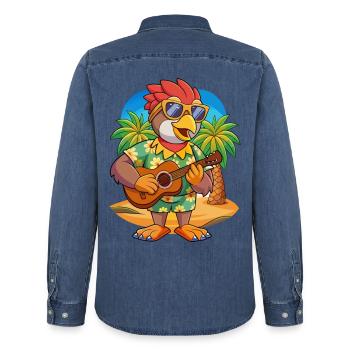 Lustige Falke Sommer Strand Sonnenbrille Hawaiianisch - Männer Jeanshemd Organic von Stanley/Stella - verwaschenes Mittelblau  - Hinten - AI Model Male 185 light (185cm)