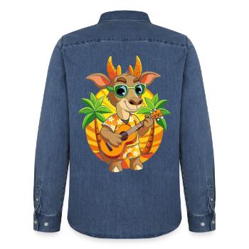 Lustige Antilope Cartoon Sommer Strand Sonnenbrille - Männer Jeanshemd Organic von Stanley/Stella - verwaschenes Mittelblau  - Hinten - AI Model Male 185 light (185cm)