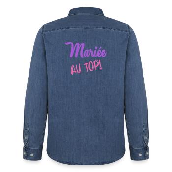 ZUKÜNFTIGE BRAUT. Junggesellinnenabschied - Männer Jeanshemd Organic von Stanley/Stella - verwaschenes Mittelblau  - Hinten - AI Model Male 185 light (185cm)