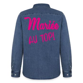 MARIEE. FUTURE MARIEE. EVJF. TEAM MARIEE - Chemise en denim homme bio Stanley/Stella - bleu moyen délavé  - Dos - AI Model Male 185 light (185cm)