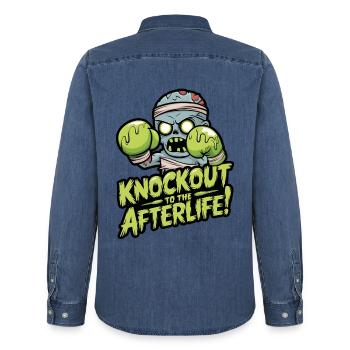 KO à la - Chemise en denim homme bio Stanley/Stella - bleu moyen délavé  - Dos - AI Model Male 185 light (185cm)