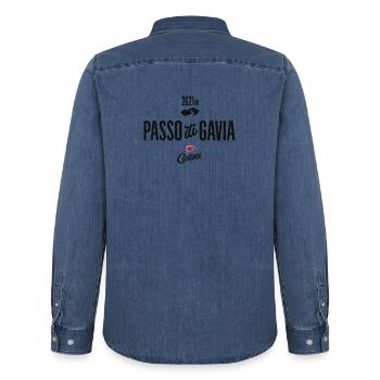 Gavia Pass - Männer Jeanshemd Organic von Stanley/Stella - verwaschenes Mittelblau  - Hinten - AI Model Male 185 light (185cm)