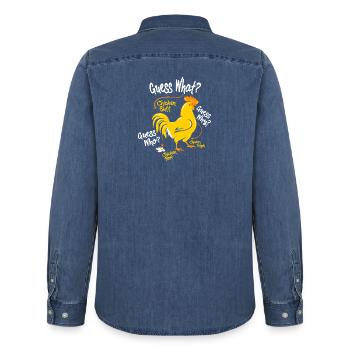 Lustiges Rate mal - niemand interessiert es - Männer Jeanshemd Organic von Stanley/Stella - verwaschenes Mittelblau  - Hinten - AI Model Male 185 light (185cm)